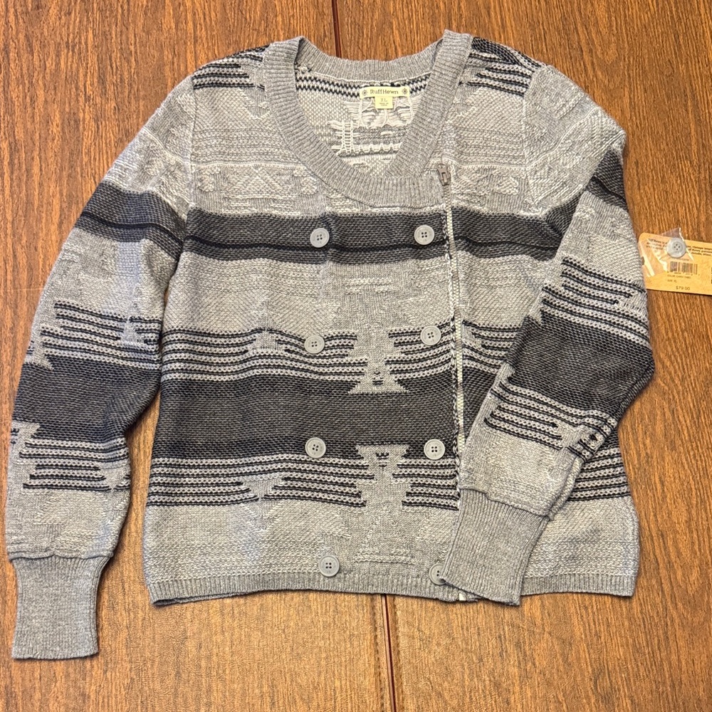 Ruff Hewn Gray and Black Patterned Cardigan